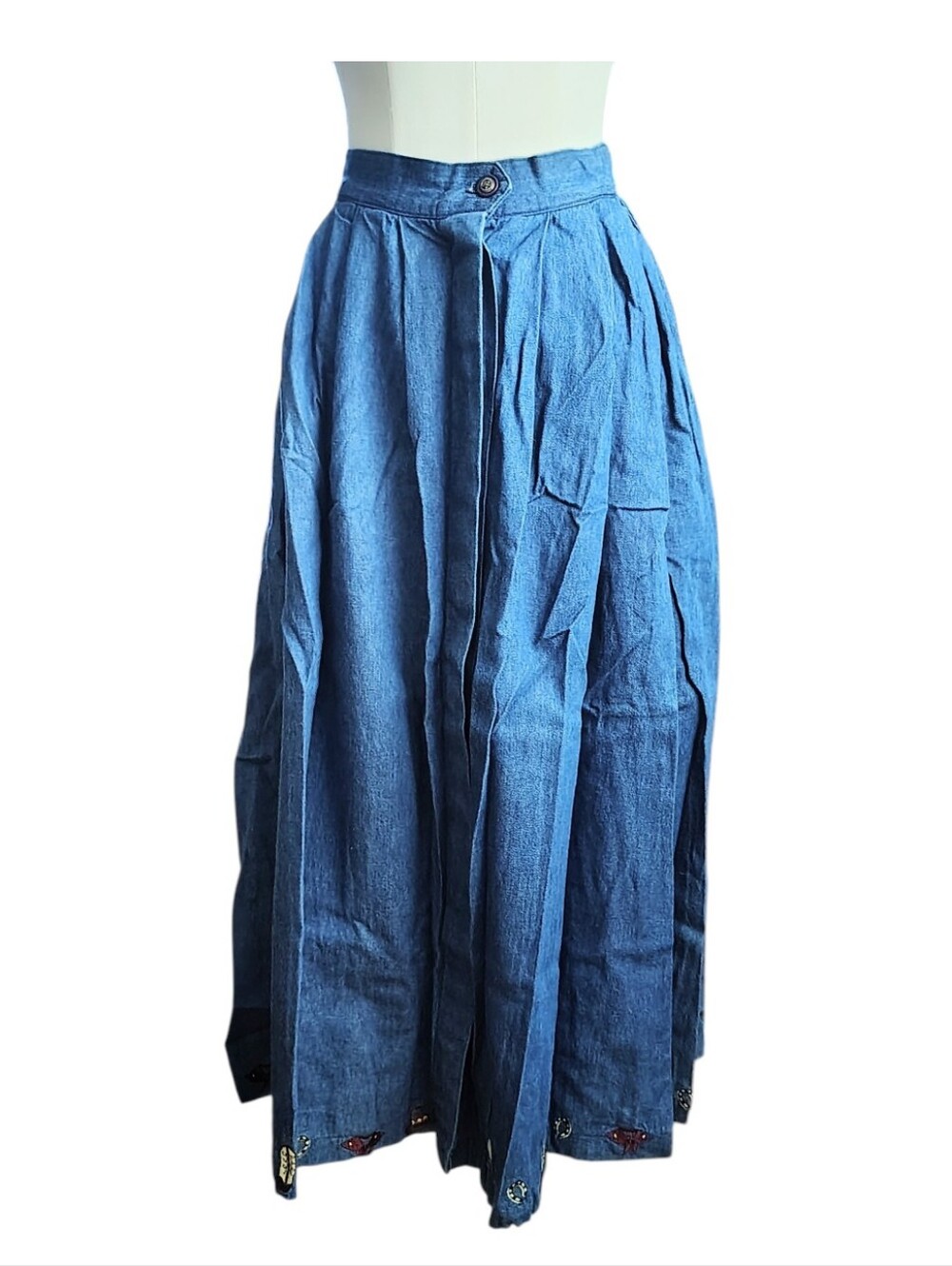 The Eagles Eye Rodeo Cowgirl Maxi Denim Embroidered Country Skirt Size Medium